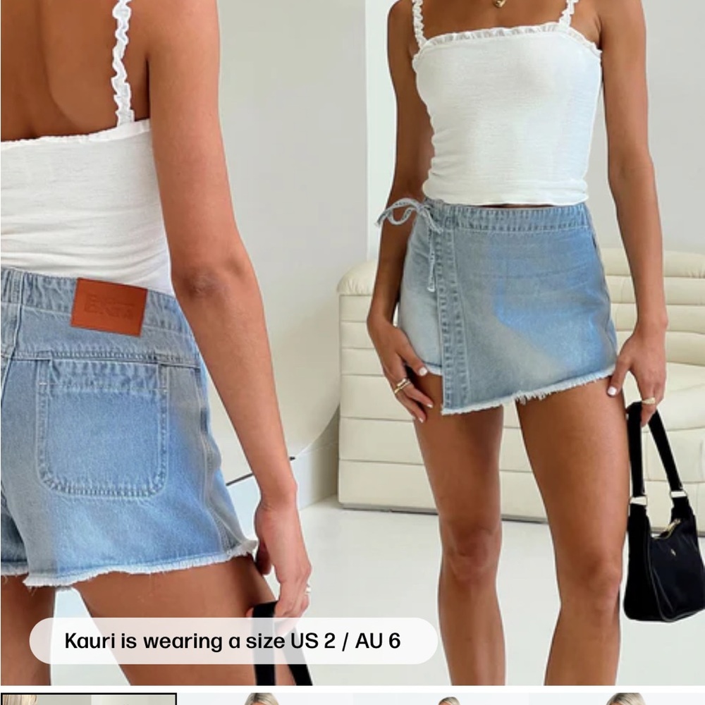Princess Polly Light Blue Denim Skort